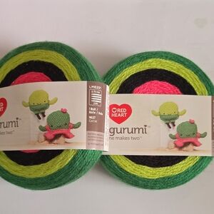 Red Heart Amigurumi Yarn - Green, Pink, Black